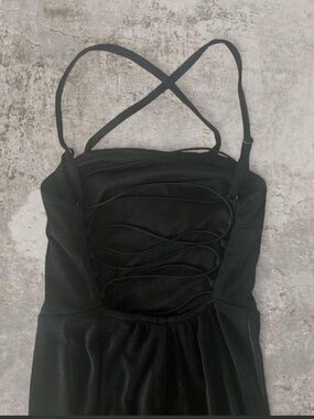 wild fable Black Strapless Lace-Up Bodice Dress